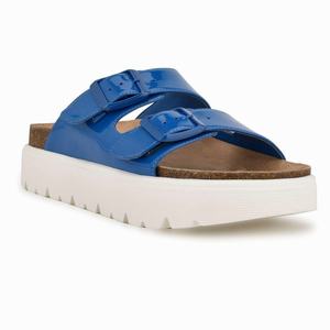 Nine West Simplee Platform Slides - Blue - Ireland (UR9403725)